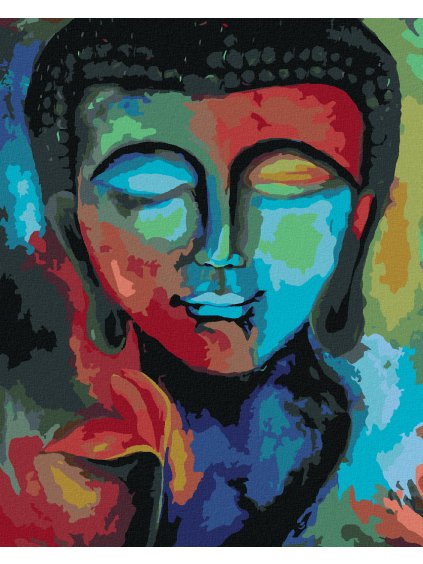 Diamantové maľovanie - FAREBNÝ BUDHA A KVETY (Rámovanie bez rámu a bez vypnutia plátna, Rozmer 40x50 cm)