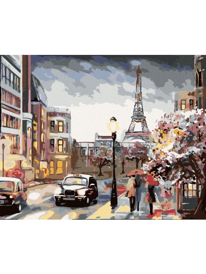 Diamantové maľovanie - PARÍŽ A ĽUDIA NA ULICI (Rámovanie bez rámu a bez vypnutia plátna, Rozmer 40x50 cm)