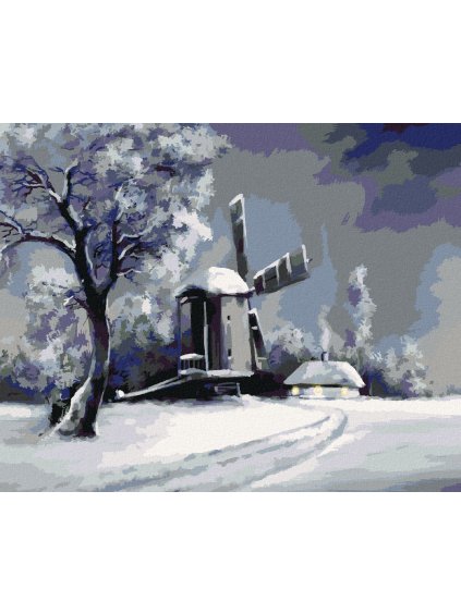 Diamantové maľovanie - VIDIECKA ZIMNÁ KRAJINA (Rámovanie bez rámu a bez vypnutia plátna, Rozmer 40x50 cm)