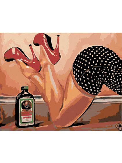 Diamantové maľovanie - ZVODNÉ NOHY A JAGER (Rámovanie bez rámu a bez vypnutia plátna, Rozmer 40x50 cm)