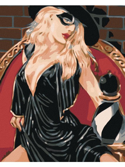 Diamantové maľovanie - ŠACHISTA V ČIERNOM (Rámovanie bez rámu a bez vypnutia plátna, Rozmer 40x50 cm)