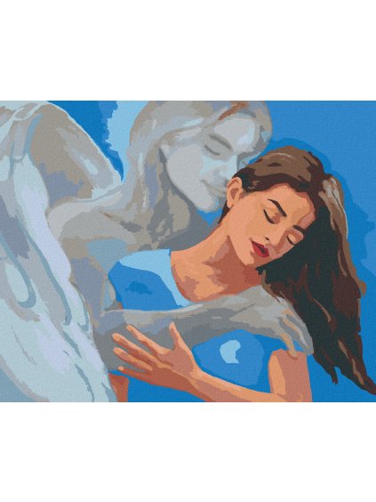 Diamantové maľovanie - ŽENA V OBJATÍ ANJELA (Rámovanie bez rámu a bez vypnutia plátna, Rozmer 40x50 cm)