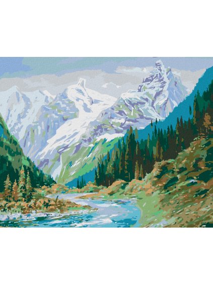 Diamantové maľovanie - HORY NA KAUKAZE (Rámovanie bez rámu a bez vypnutia plátna, Rozmer 40x50 cm)