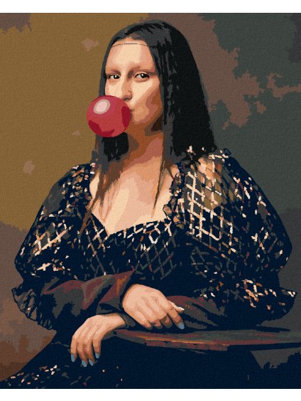 Diamantové maľovanie - MONA LISA S BUBLINOU (Rámovanie bez rámu a bez vypnutia plátna, Rozmer 40x50 cm)