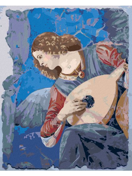 Diamantové maľovanie - ANJEL HRAJÚCI NA LÚTE (MELOZZO DA FORLI) (Rámovanie bez rámu a bez vypnutia plátna, Rozmer 40x50 cm)