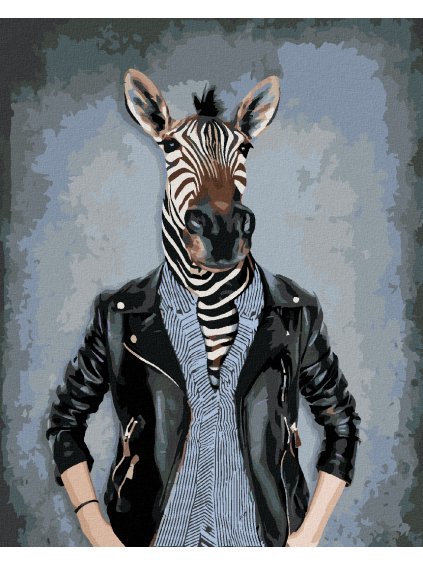 Diamantové maľovanie - ZEBRA V OBLEČENÍ (Rámovanie bez rámu a bez vypnutia plátna, Rozmer 40x50 cm)