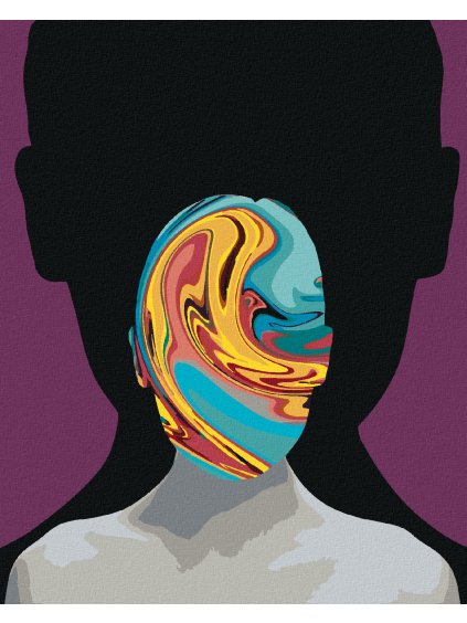 Diamantové maľovanie - ABSTRAKTNÁ DUHOVÁ TVÁR (Rámovanie bez rámu a bez vypnutia plátna, Rozmer 40x50 cm)