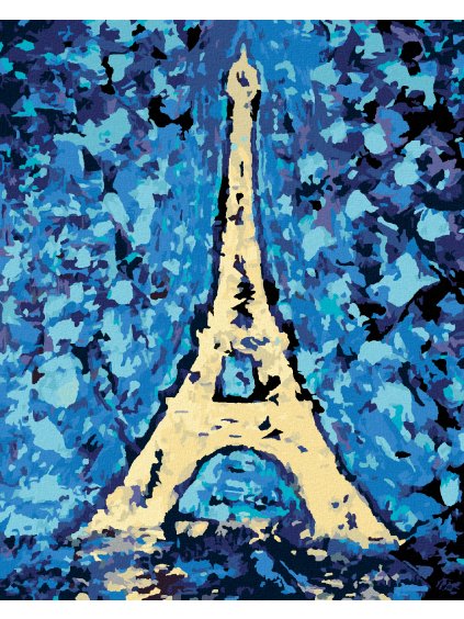 Diamantové maľovanie - EIFFELOVA VEŽA A MODRÉ POZADIE (Rámovanie bez rámu a bez vypnutia plátna, Rozmer 40x50 cm)