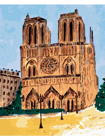 Diamantové maľovanie - NOTRE DAME V PARÍŽI ZA JASNÉHO DŇA (Rámovanie bez rámu a bez vypnutia plátna, Rozmer 40x50 cm)