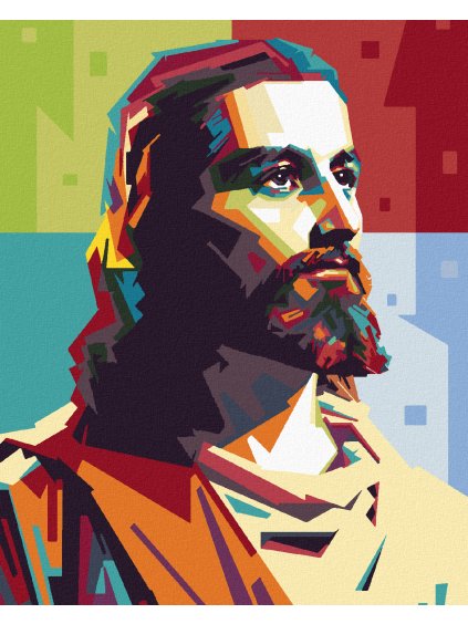 Diamantové maľovanie - FAREBNÝ JEŽIŠ (Rámovanie bez rámu a bez vypnutia plátna, Rozmer 40x50 cm)