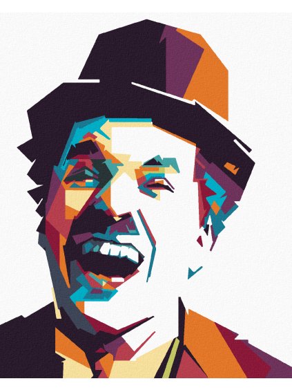 Diamantové maľovanie - FAREBNÝ CHARLIE CHAPLIN (Rámovanie bez rámu a bez vypnutia plátna, Rozmer 40x50 cm)