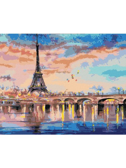 Diamantové maľovanie - EIFFELOVA VEŽA A ČERVÁNKY (Rámovanie bez rámu a bez vypnutia plátna, Rozmer 40x50 cm)