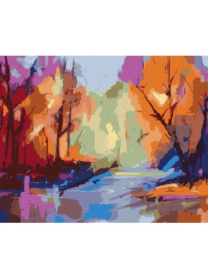 Diamantové maľovanie - ABSTRAKTNÁ KRAJINA (Rámovanie bez rámu a bez vypnutia plátna, Rozmer 40x50 cm)