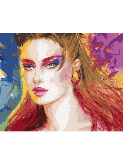 Diamantové maľovanie - ŽENA S VEĽKOU NÁUŠNICOU (Rámovanie bez rámu a bez vypnutia plátna, Rozmer 40x50 cm)