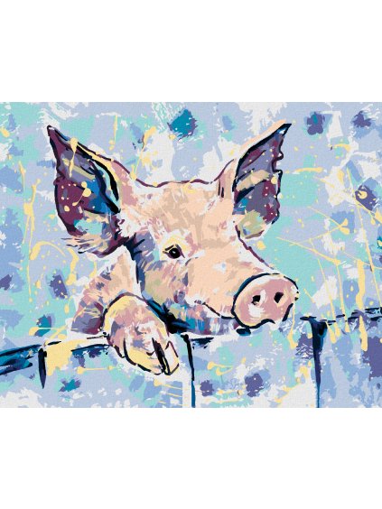 Diamantové maľovanie - ŠŤASTNÉ PRASIATKO (Rámovanie bez rámu a bez vypnutia plátna, Rozmer 40x50 cm)