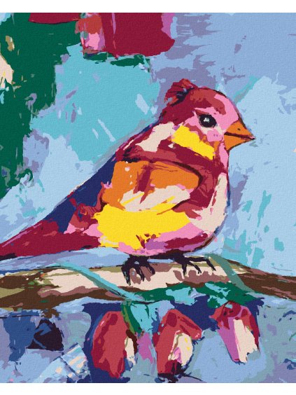 Diamantové maľovanie - FAREBNÝ VTÁČIK NA KONÁRI (Rámovanie bez rámu a bez vypnutia plátna, Rozmer 40x50 cm)