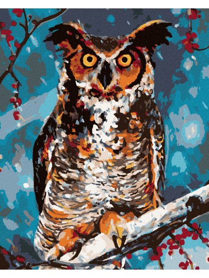 Diamantové maľovanie - SOVA V LESE (Rámovanie bez rámu a bez vypnutia plátna, Rozmer 40x50 cm)