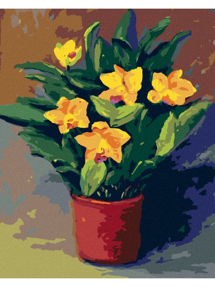 Diamantové maľovanie - NARCISY V KVETINÁČI (Rámovanie bez rámu a bez vypnutia plátna, Rozmer 40x50 cm)