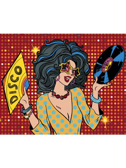 Diamantové maľovanie - POP-ART DISCO ŽENA (Rámovanie bez rámu a bez vypnutia plátna, Rozmer 40x50 cm)