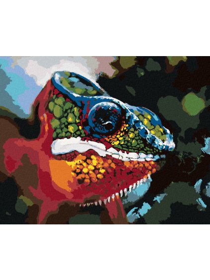 Diamantové maľovanie - ABSTRAKTNÝ FAREBNÝ CHAMELEÓN (Rámovanie bez rámu a bez vypnutia plátna, Rozmer 40x50 cm)