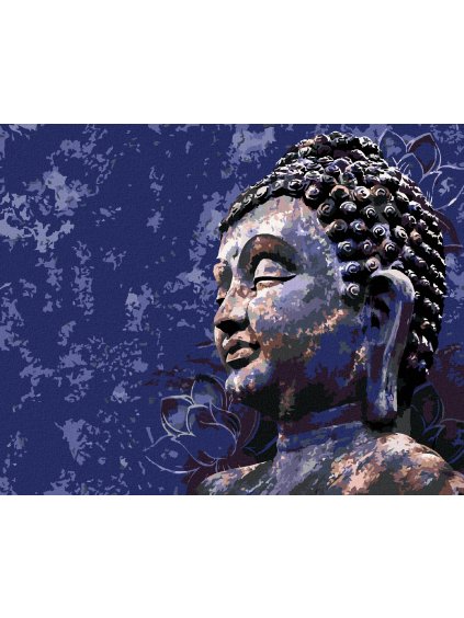 Diamantové maľovanie - BUDDHA NA MODROM POZADÍ (Rámovanie bez rámu a bez vypnutia plátna, Rozmer 40x50 cm)