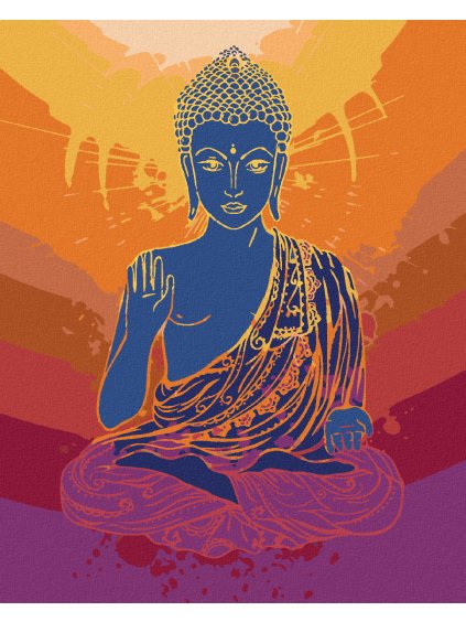 Diamantové maľovanie - BUDDHA NA ORANŽOVOM POZADIÍ (Rámovanie bez rámu a bez vypnutia plátna, Rozmer 40x50 cm)