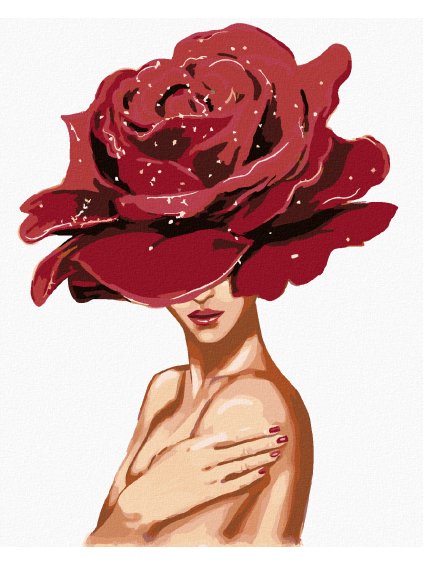 Diamantové maľovanie - ŽENA S RUŽOU NA HLAVE (Rámovanie bez rámu a bez vypnutia plátna, Rozmer 40x50 cm)