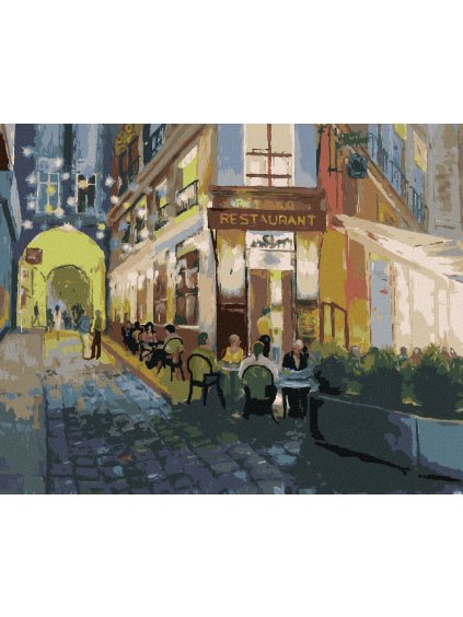 Diamantové maľovanie - REŠTAURÁCIA V PARÍŽI (Rámovanie bez rámu a bez vypnutia plátna, Rozmer 40x50 cm)