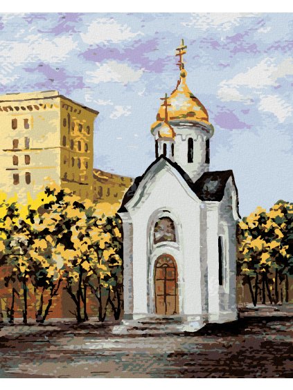 Diamantové maľovanie - RUSKÁ KAPLIČKA (Rámovanie bez rámu a bez vypnutia plátna, Rozmer 40x50 cm)