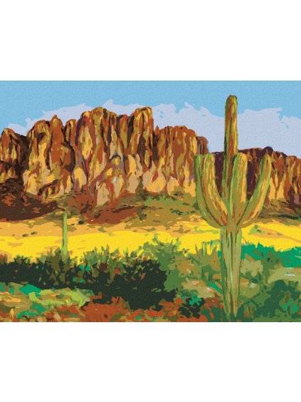 Diamantové maľovanie - ARIZONSKÁ PÚŠTNA KRAJINA (Rámovanie bez rámu a bez vypnutia plátna, Rozmer 40x50 cm)