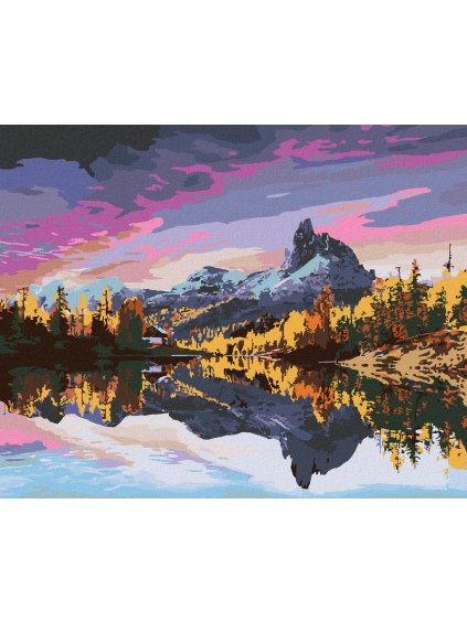 Diamantové maľovanie - JESENNÝ POHĽAD NA JAZERO FEDERA V DOLOMITOCH (Rámovanie bez rámu a bez vypnutia plátna, Rozmer 40x50 cm)