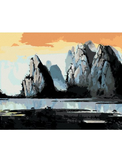 Diamantové maľovanie - HORSKÁ KRAJINA V ČÍNE (Rámovanie bez rámu a bez vypnutia plátna, Rozmer 40x50 cm)