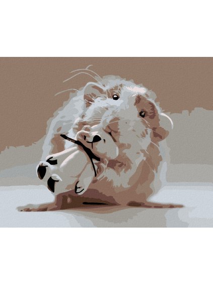 Diamantové maľovanie - MYŠKA S BIELYM MEDVEDÍKOM (Rámovanie bez rámu a bez vypnutia plátna, Rozmer 40x50 cm)