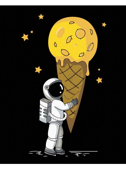 Diamantové maľovanie - ASTRONAUT SO ZMRZLINOU (Rámovanie bez rámu a bez vypnutia plátna, Rozmer 40x50 cm)
