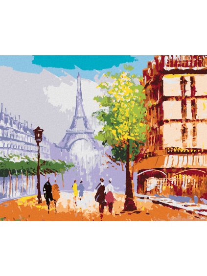 Diamantové maľovanie - EIFFELOVA VEŽA V PARÍŽI POHĽAD NA ULICU (Rámovanie bez rámu a bez vypnutia plátna, Rozmer 40x50 cm)