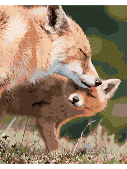 Diamantové maľovanie - LÍŠKA A MLÁĎA (Rámovanie bez rámu a bez vypnutia plátna, Rozmer 40x50 cm)