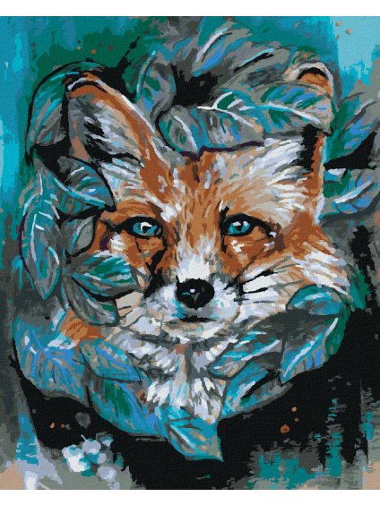 Diamantové maľovanie - LÍŠKA S LISTAMI (Rámovanie bez rámu a bez vypnutia plátna, Rozmer 40x50 cm)