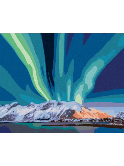 Diamantové maľovanie - HORA A POLÁRNA ŽIARA (Rámovanie bez rámu a bez vypnutia plátna, Rozmer 40x50 cm)