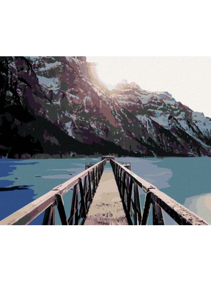 Diamantové maľovanie - KLÖNTHALERSEE V ZIME S MOSTÍKOM (Rámovanie bez rámu a bez vypnutia plátna, Rozmer 40x50 cm)