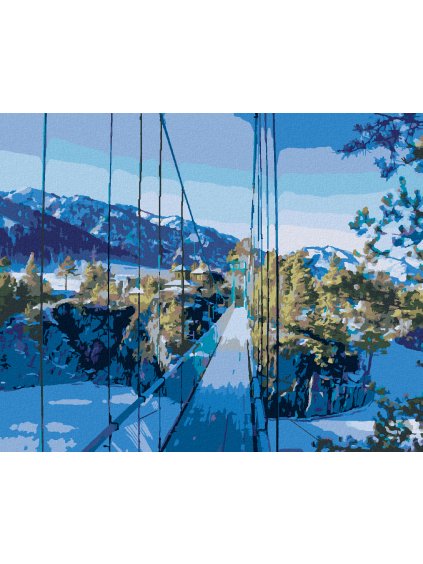 Diamantové maľovanie - MOST NA OSTROV PATMOS (Rámovanie bez rámu a bez vypnutia plátna, Rozmer 40x50 cm)