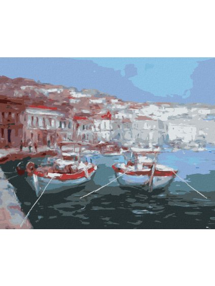 Diamantové maľovanie - DVE ROVNAKÉ LOĎKY V PRÍSTAVE (Rámovanie bez rámu a bez vypnutia plátna, Rozmer 40x50 cm)