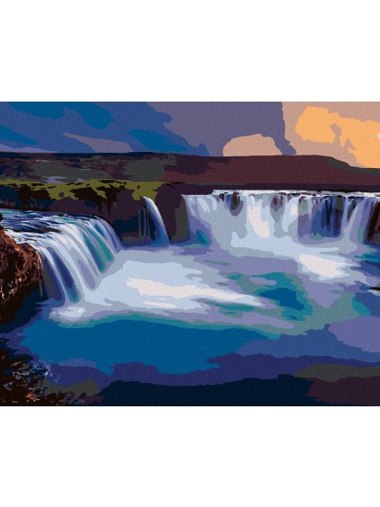 Diamantové maľovanie - VODOPÁD NA ISLANDE (Rámovanie bez rámu a bez vypnutia plátna, Rozmer 40x50 cm)