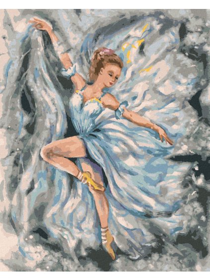 Diamantové maľovanie - BALETKA V MODRÝCH ŠATÁCH (Rámovanie bez rámu a bez vypnutia plátna, Rozmer 40x50 cm)