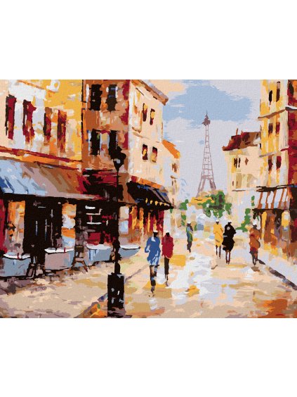 Diamantové maľovanie - ULICA V PARÍŽI (Rámovanie bez rámu a bez vypnutia plátna, Rozmer 40x50 cm)
