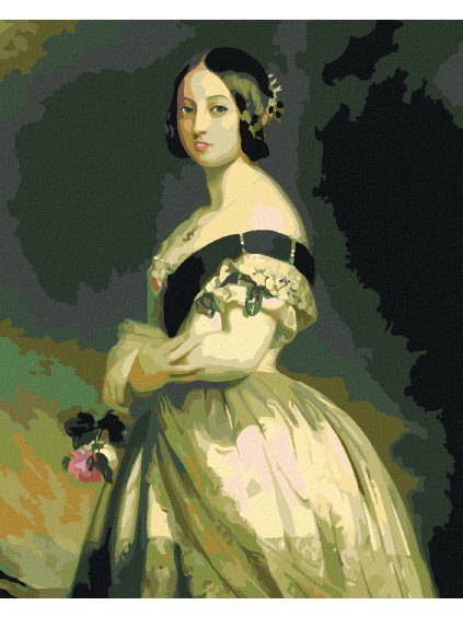 Diamantové maľovanie - KRÁĽOVNÁ VIKTÓRIA (F. X. WINTERHALTER) (Rámovanie bez rámu a bez vypnutia plátna, Rozmer 40x50 cm)