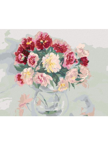 Diamantové maľovanie - FAREBNÉ PIVÓNIE VO VÁZE (Rámovanie bez rámu a bez vypnutia plátna, Rozmer 40x50 cm)