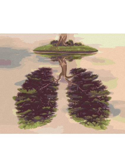 Diamantové maľovanie - STROM V TVARE PĽÚC NA OSTROVE (Rámovanie bez rámu a bez vypnutia plátna, Rozmer 40x50 cm)