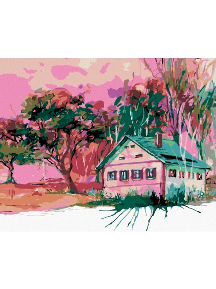 Diamantové maľovanie - DOMČEK V BAVORSKEJ DEDINE (Rámovanie bez rámu a bez vypnutia plátna, Rozmer 40x50 cm)