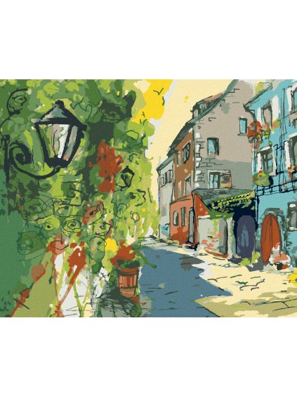 Diamantové maľovanie - MALÁ MESTSKÁ ULIČKA (Rámovanie bez rámu a bez vypnutia plátna, Rozmer 40x50 cm)