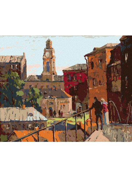 Diamantové maľovanie - MESTSKÁ KRAJINA V MESTE VITEBSK (Rámovanie bez rámu a bez vypnutia plátna, Rozmer 40x50 cm)